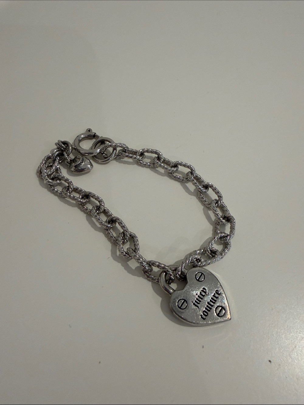 Juicy Couture Silver-Tone Heart Padlock Charm Bracelet